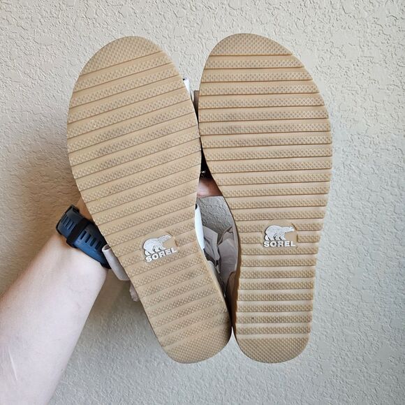 Sorel Ella Gladiator Criss Cross Ankle Strap Sandals Flats Cream Womens 8 - Picture 2 of 7